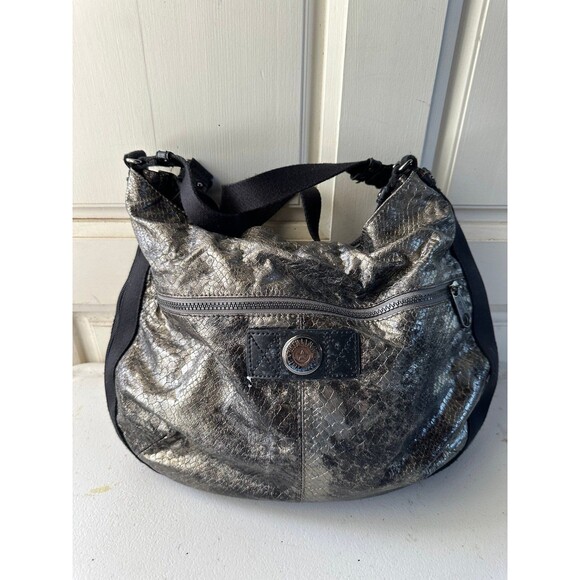 Kipling Women's Carley Expandable Metallic Snakeskin Hobo Handbag Shoulder Bag - Picture 2 of 9